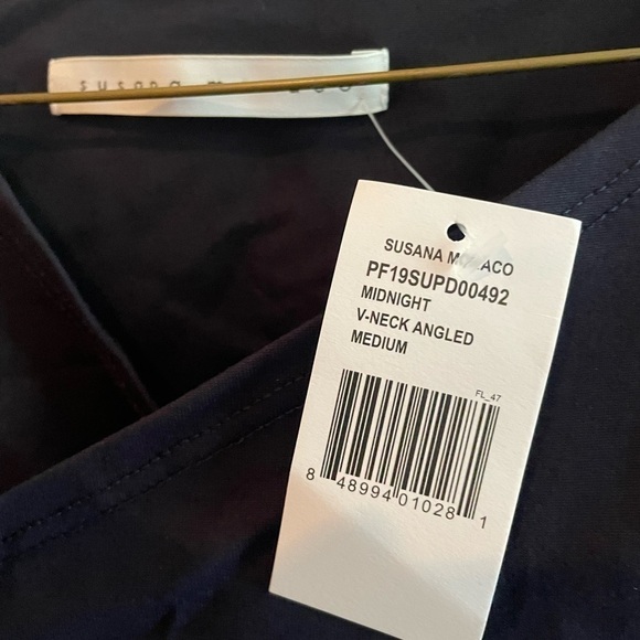 Susana Monaco Women Long Sleeve V- Neck Angled Wrap Dress Midnight - Picture 12 of 14